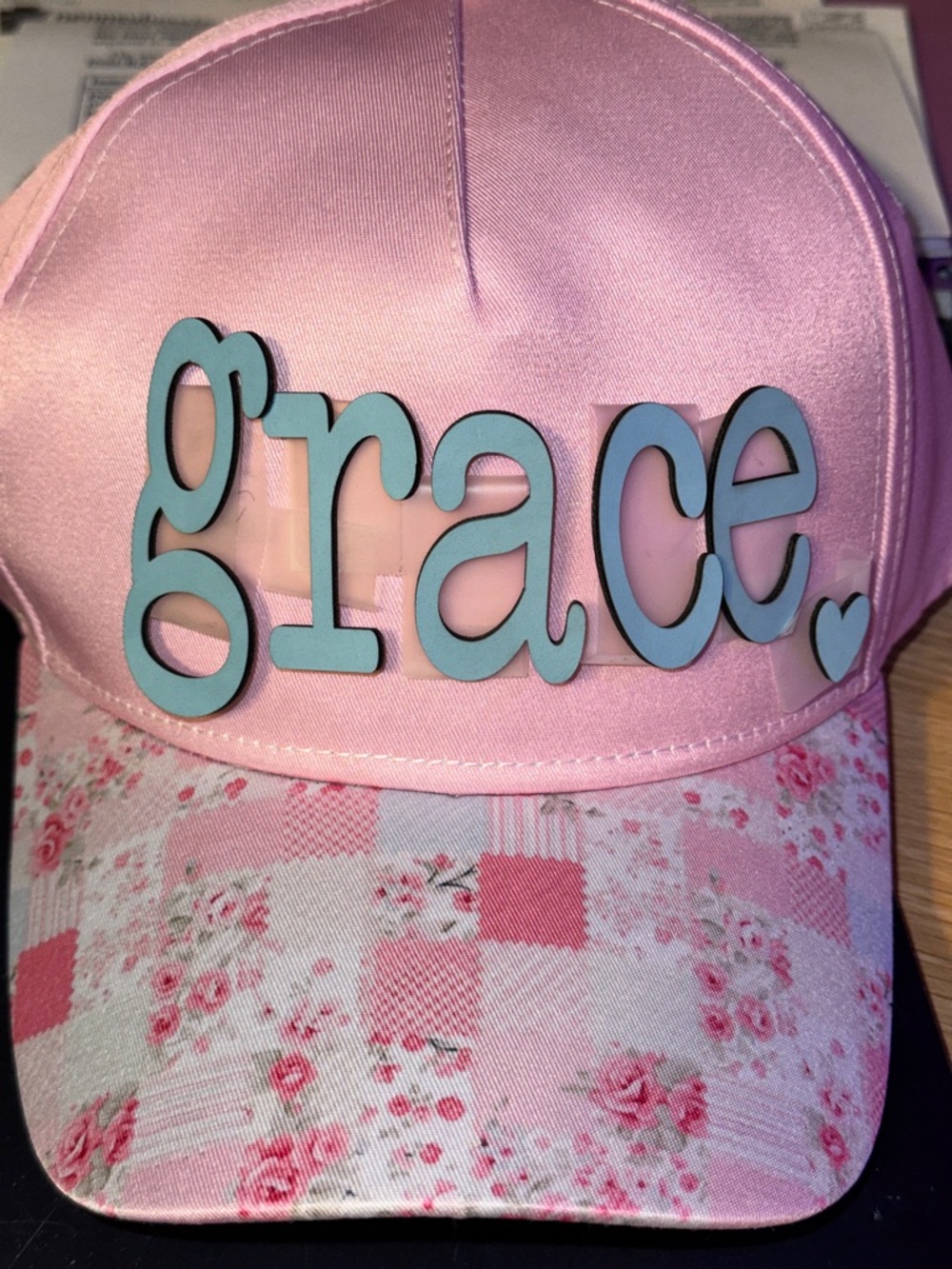 Beautiful Pink and Chic Flowered Satin “GRACE” Hat